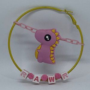 Yellow and Pink "RAWR" Hoops